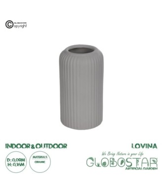 GloboStar® Artificial Garden LOVINA 21257 Διακοσμητικό Κεραμικό Βάζo Γκρι Π9 x Μ9 x Υ16 cm